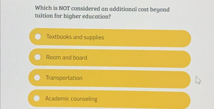 Which is not considered an additional cost beyond tuition for higher education.