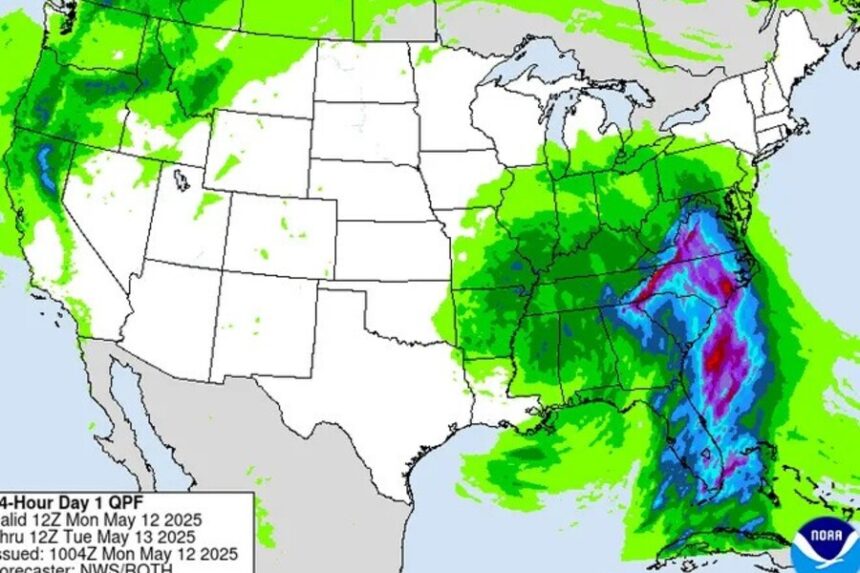 Relentless Storm System Drenches Southeast, Threatens Floods from Gulf Coast to Virginia